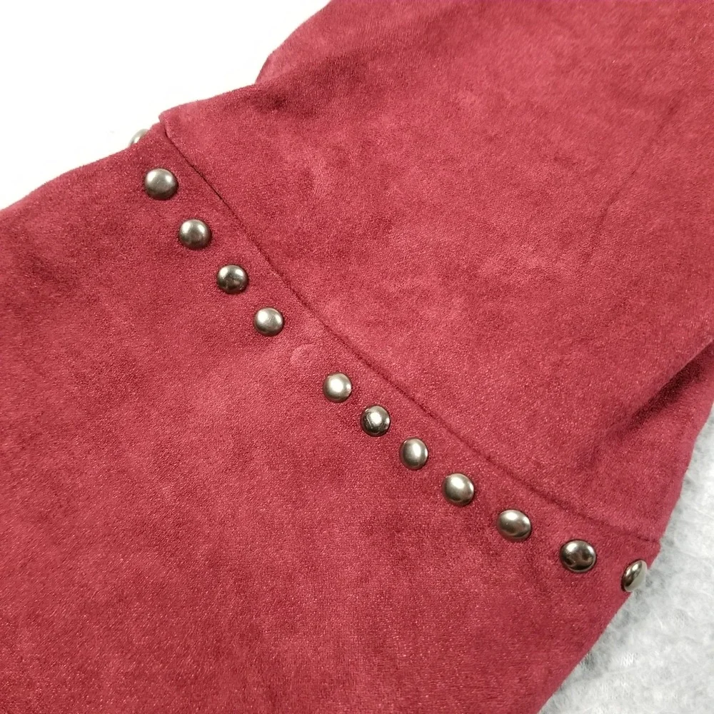 Rockin' C Jacket Women's Large L Red Studded Faux Suede Western Thunderbird Bell